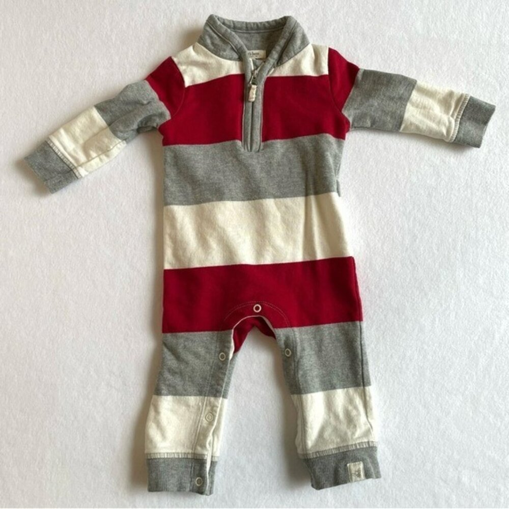 Burt’s Bees Baby Striped Jumpsuit 0-3m One Piece Soft Cozy Zippered